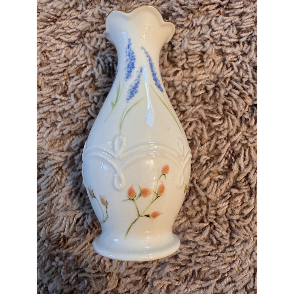 Lenox Butterfly Meadow Porcelain Bud Vase Blue Floral Dragonfly Gold Trim